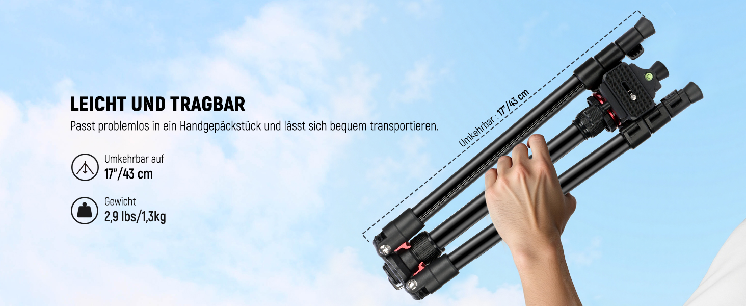 Штатив для камери NEEWER BASICS 77' з моноподом, кульковою головкою 360° та пластиною Arca QR, компактний, легкий, з алюмінію, для подорожей, відеозйомки, максимальне навантаження 6кг (TP14)