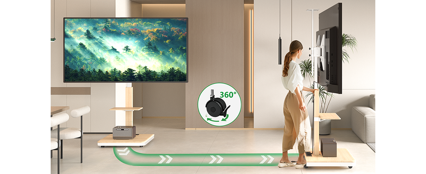 Підставка для телевізора XTRARM Elite: регульована висота, 40-86 дюймів, до 60 кг, нахилена, VESA 600x400, з полицями та розеткою (Біла, Механічна)