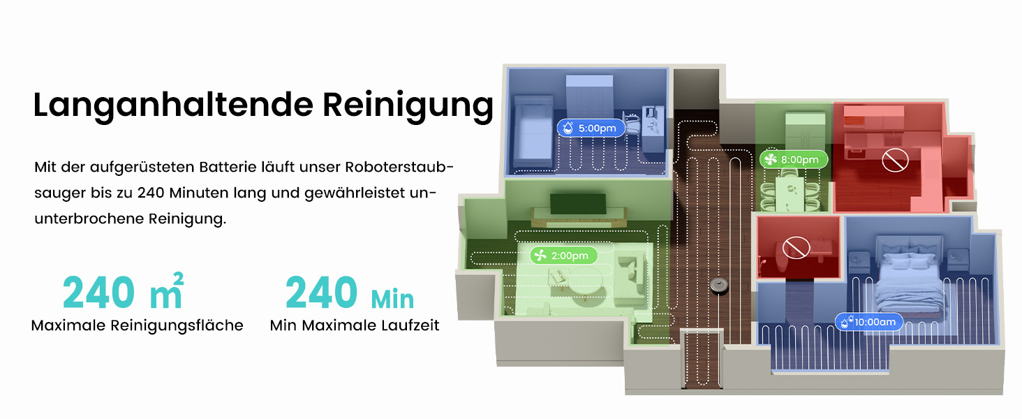 Робот-пилосос LEFANT M1: Мапірування, вологе прибирання, No-Go зони, 5500Pa, керування через додаток/Alexa, білий
