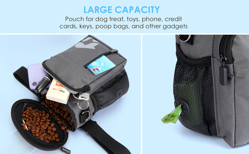 Набір для прогулянки з собакою: ласощі Hundeleckerlis, кликер для тренувань, поясна сумка з дозатором кульок для прибирання (сірий/чорний)