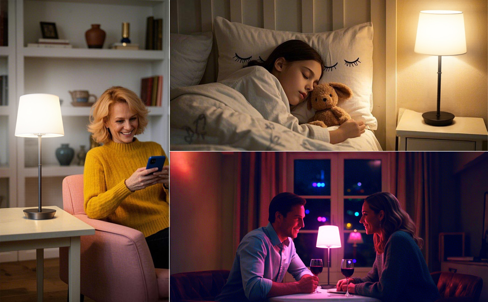 Бездротова LED-лампа на приліжкові з акумулятором 5000mAh, сенсорне керування, RGB, з пультом ДУ, регулювання яскравості, магнітне кріплення, чорна