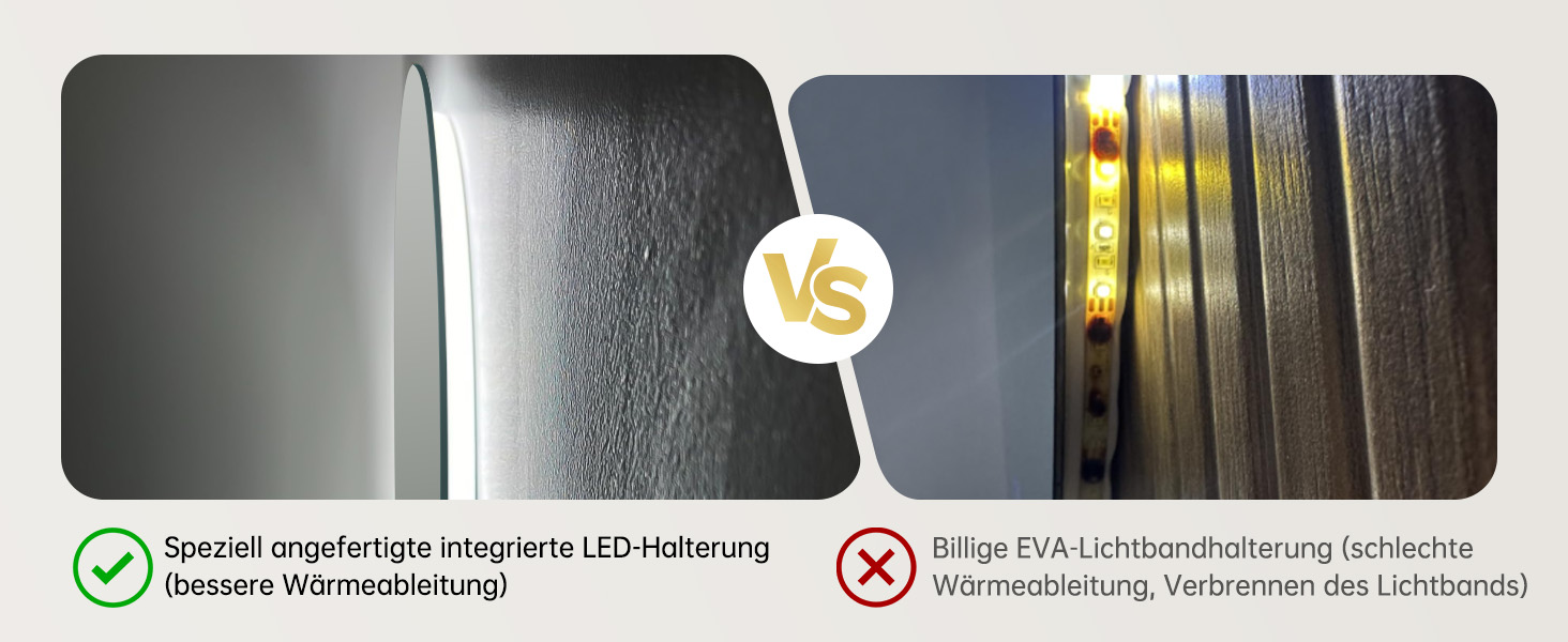 Дзеркало для ванної кімнати з підсвічуванням, арочне, без рами, 50x75 см. Антизапарник, сенсорне управління, регулювання яскравості, 3 кольори світла