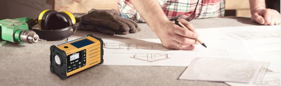 Радіо Sangean MMR-88 DAB: Багатофункціональне аварійне радіо з ручним заводом, DAB+, FM-RDS, LED-ліхтарик, для відпочинку на природі, кемпінгу та надзвичайних ситуацій, жовте