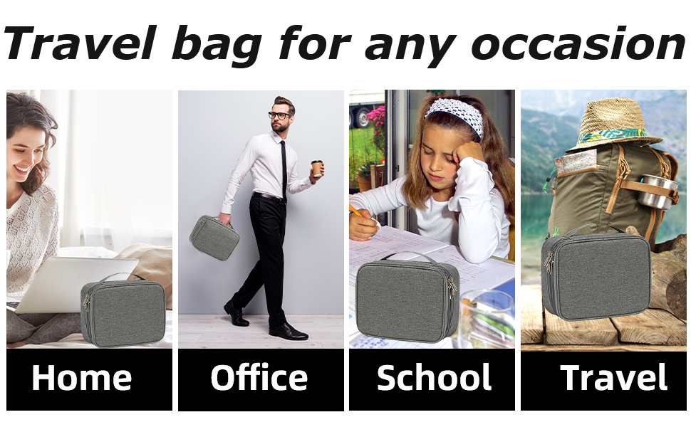 Органайзер для кабелів Neusid: водонепроникна сумка-організатор для подорожей, 3 відділення, для USB-кабелів, Power Bank, сірий