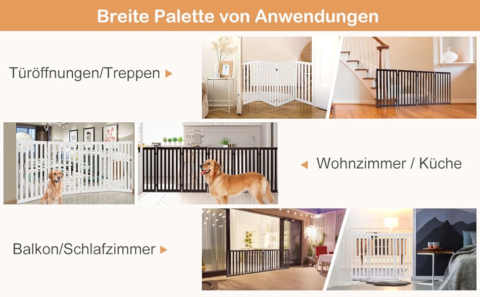 Захисний бар'єр для собак Costway, 89 см, 4 панелі, дерев'яний, розкладний, для дітей, захист від сходів, білий