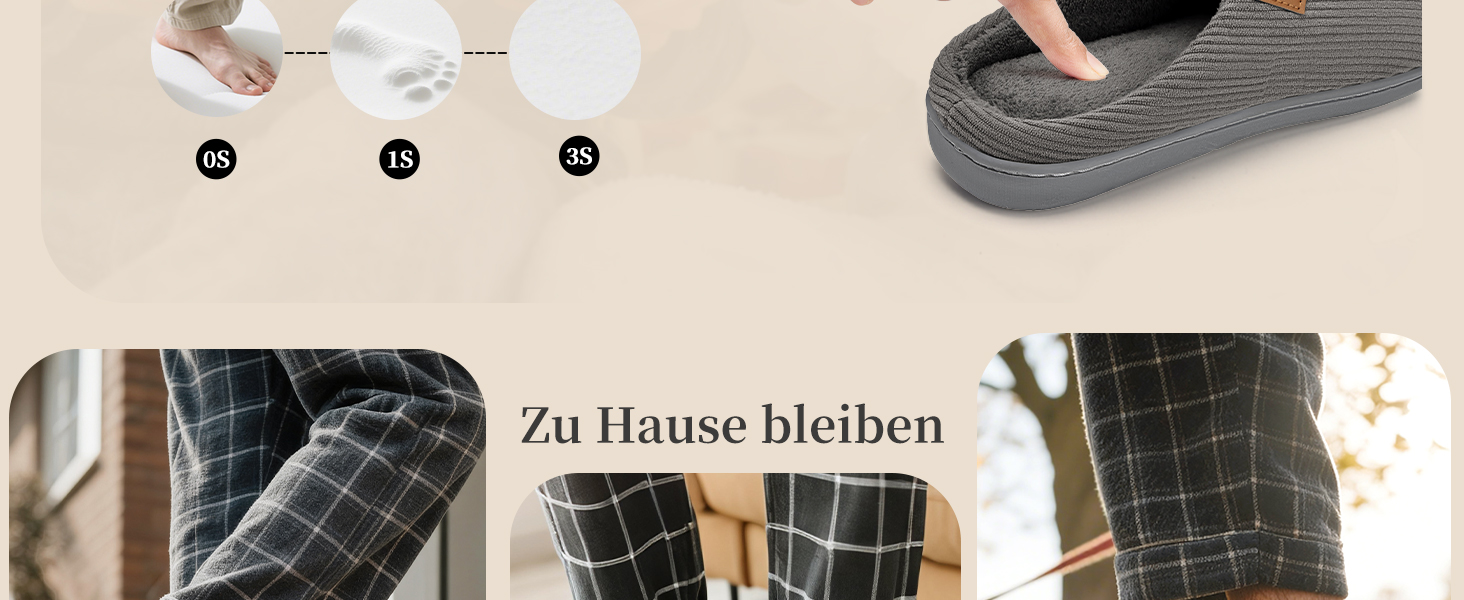 Чоловічі халапи WateLves з корду з Memory Foam, антиковзаючі, теплі, зручні, для дому та вулиці (Смугастий сірий, 44/45 EU)