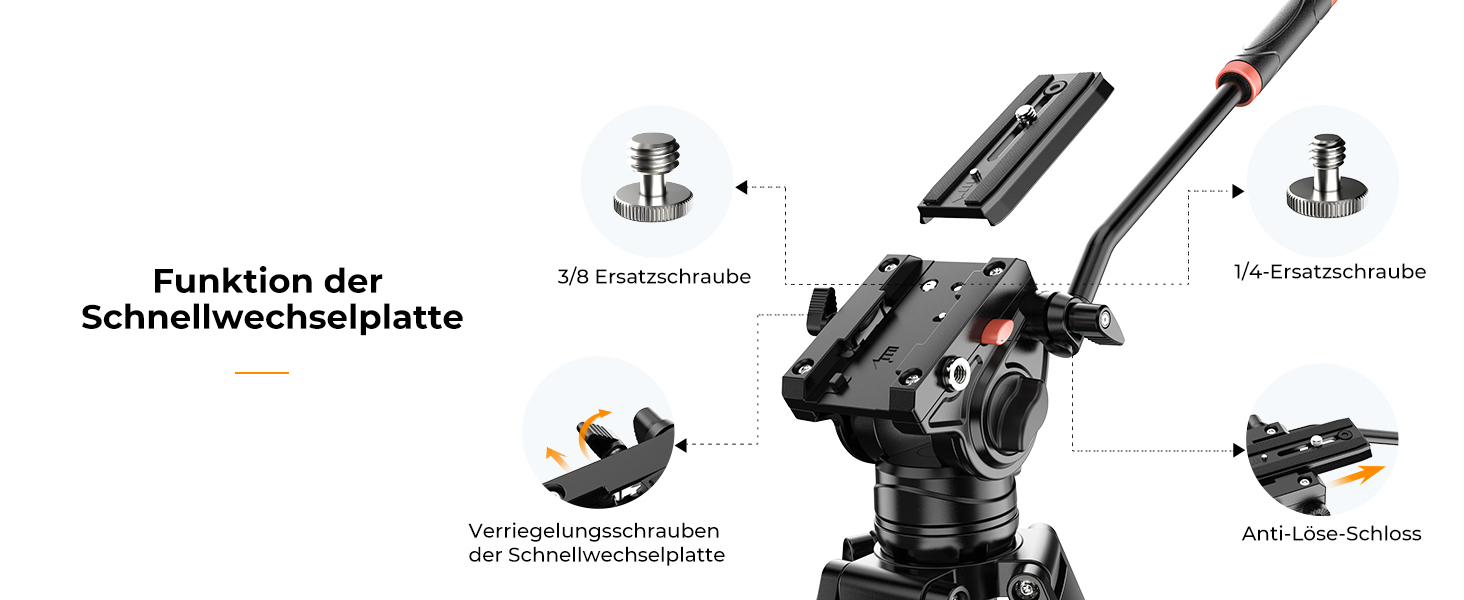 Штатив для камери K&F CONCEPT VA18+ VH081: професійний відеоштатив з поворотним кріпленням, 184 см, для DSLR та відеокамер