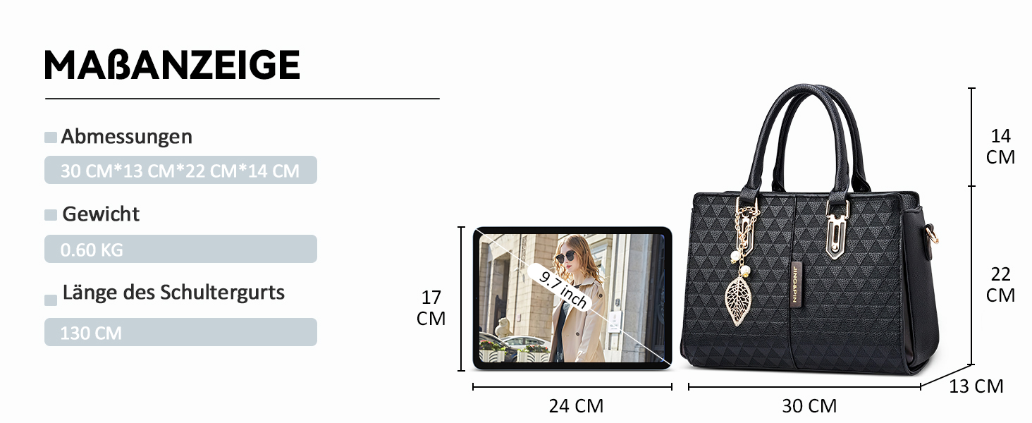 Стильна жіноча сумка-шопер Elegante з ручками та захистом від крадіжки, синя, PU шкіра, середнього розміру - для подорожей, роботи, вечірок