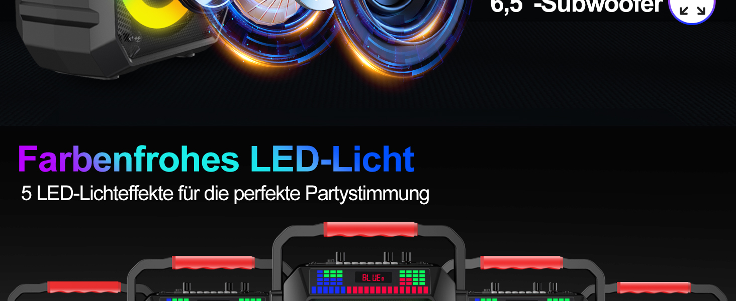 Караоке машина з 2 мікрофонами, портативна Bluetooth колонка з підсвічуванням для дорослих/дітей, PA система, підтримка TF/USB, FM, запис, AUX, для вечірок, співу, DJ, заходів