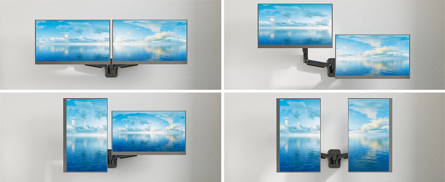 Підставка для двох моніторів BONTEC, 13-32 дюйми, регулювання висоти, поворот та нахил, VESA 75x75/100x100, до 9 кг, для офісу та геймінгу