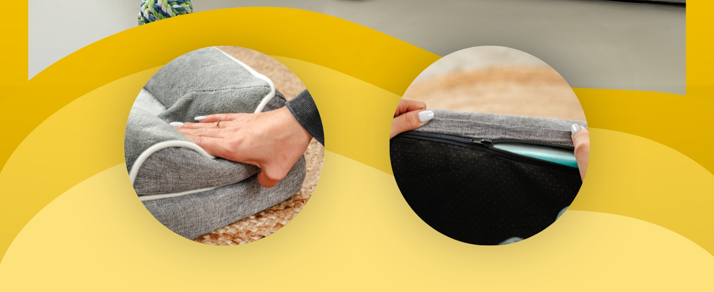 Ортопедичне ліжко для собак Lionto з піднятим бортиком, 97x71x17 см, м'який фланелевий килимок, знімний та пральний чохол, неслизьке, для собак та котів, сірий