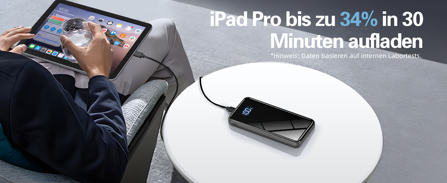 Портативний акумулятор Power Bank 26800mAh з LED дисплеєм, швидкою зарядкою 22.5W USB-C PD3.0 & QC4.0, чорний. Сумісний з iPhone 16 Pro Max, Galaxy S25 Edge/S24, планшетами