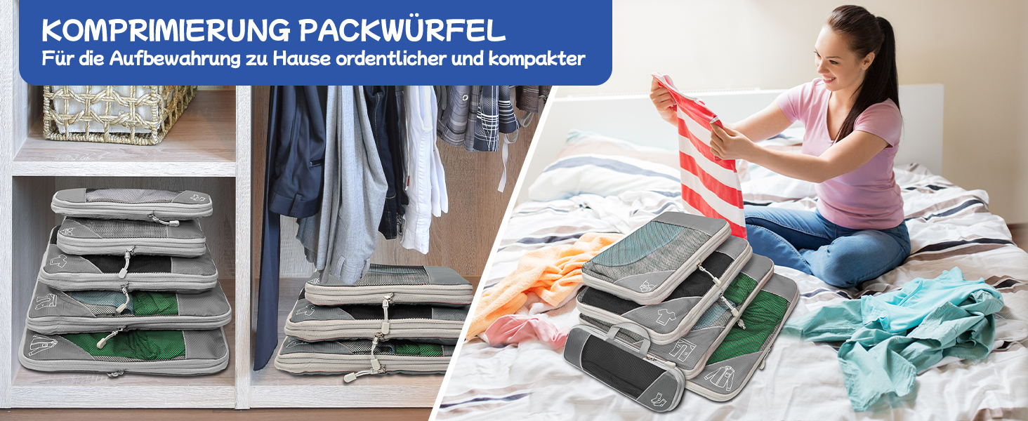 Набір органайзерів для валізи Kompressions Packwürfel (5 шт.) рожевого кольору - компресійні куби для подорожей, легкі сумки для зберігання, органайзер для рюкзака та валізи