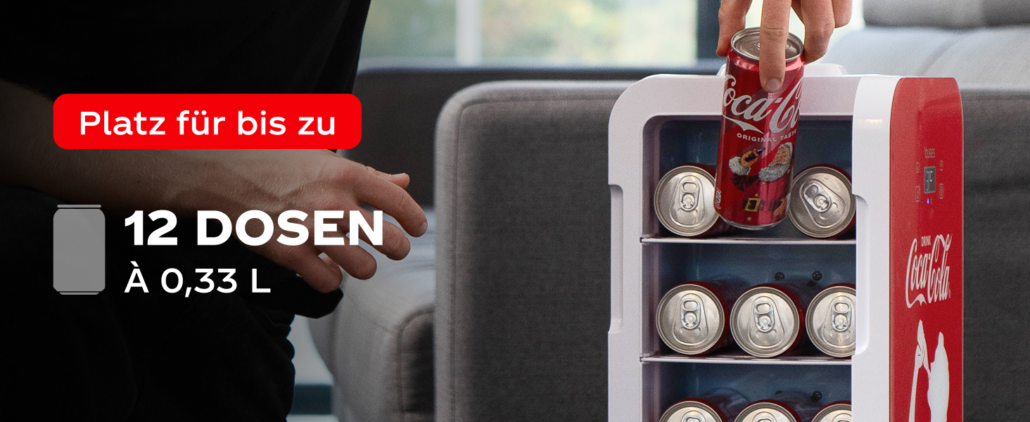 Міні-холодильник Coca-Cola 9.3л з LCD-дисплеєм: Автомобільний та побутовий, тихий та енергоефективний 12V/220V