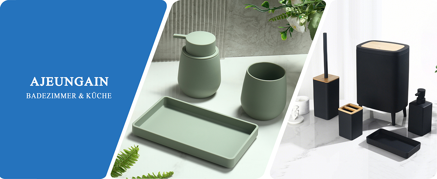 Сучасний набір для ванної кімнати AJEUNGAIN сірого кольору: мильниця, стакан для зубної пасти, піднос. Організатор для ванної кімнати (сірий). 3 предмети