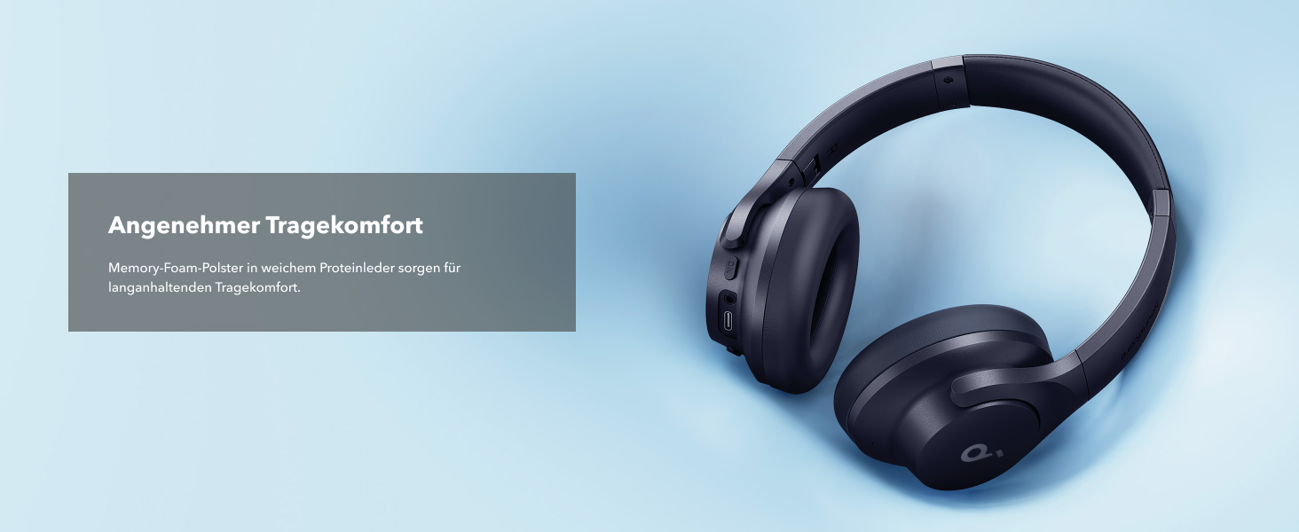 Бездротові Bluetooth-навушники Soundcore by Anker Q20i з гібридним активним шумозаглушенням (ANC), Hi-Res Audio, 40 год роботи, керування через додаток (Відновлені, Синій)