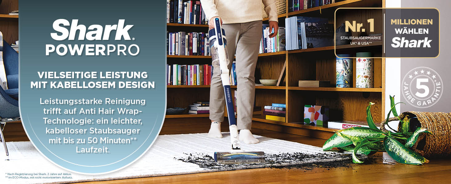 Пилгопоглинач Shark PowerPro IZ380EU: акумуляторний, бездротовий, для тварин, алергіків, з LED-підсвічуванням та гнучким гофрованим всмоктувальним трубою, Navy Blue Metallic