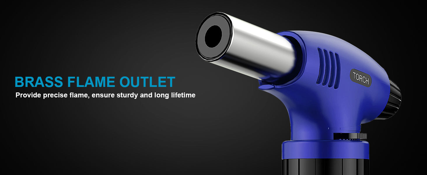 Нагрівач для крем-брюле, заправний, міні-розмір з регулюванням полум'я, для десертів, BBQ (бутан не входить) (синьо-чорний)