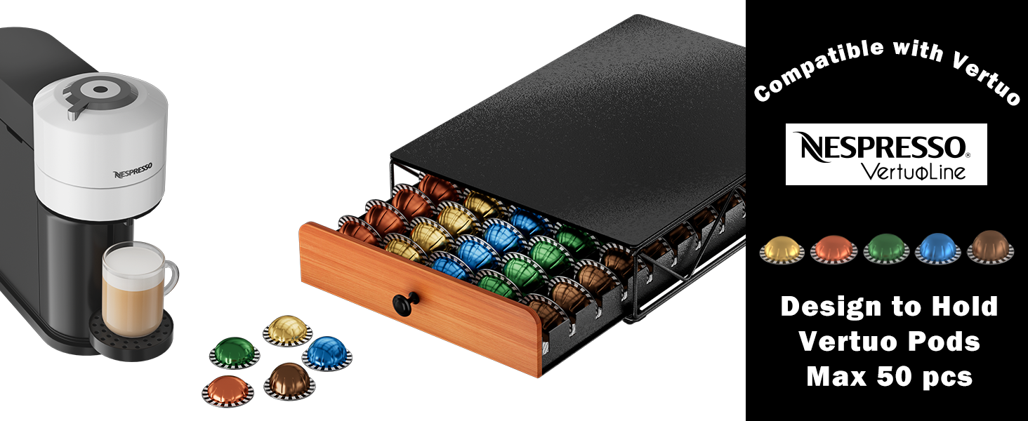 Тримач для капсул кави Nespresso Vertuo та Dolce Gusto на 50 капсул, металевий, чорний