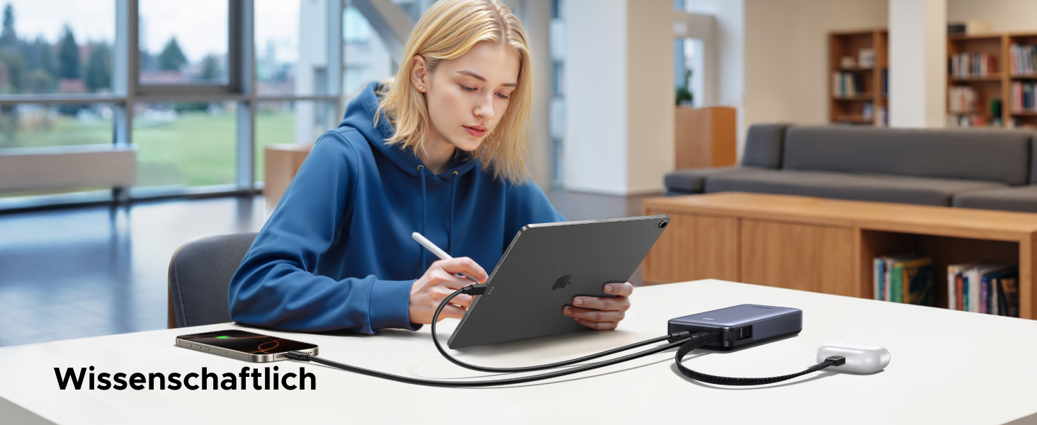 Power Bank UGREEN 20000mAh 45W з USB-C кабелем та швидкою зарядкою PD, сумісний з iPhone, iPad, Samsung Galaxy, ноутбуками