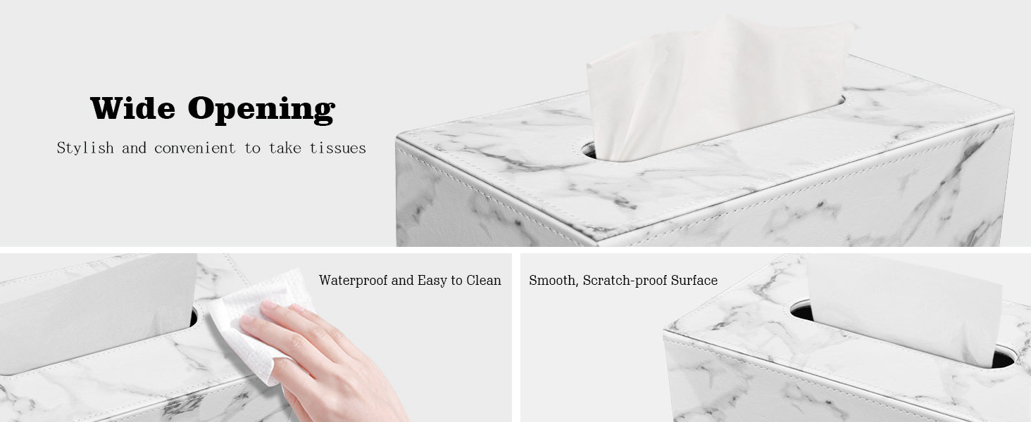 Скляниця для серветок з PU шкіри, 25x13,5x9,5 см, з 4 підставками (мрамор)