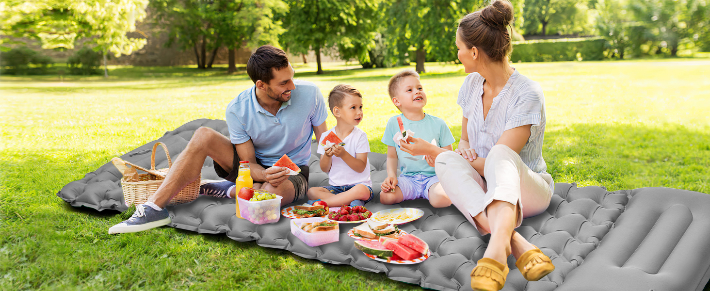 Каремат туристичний надувний Isomatte 9 см, 200x68 см, з подушкою, водонепроникний - для кемпінгу, походів, пляжу (Сірий)