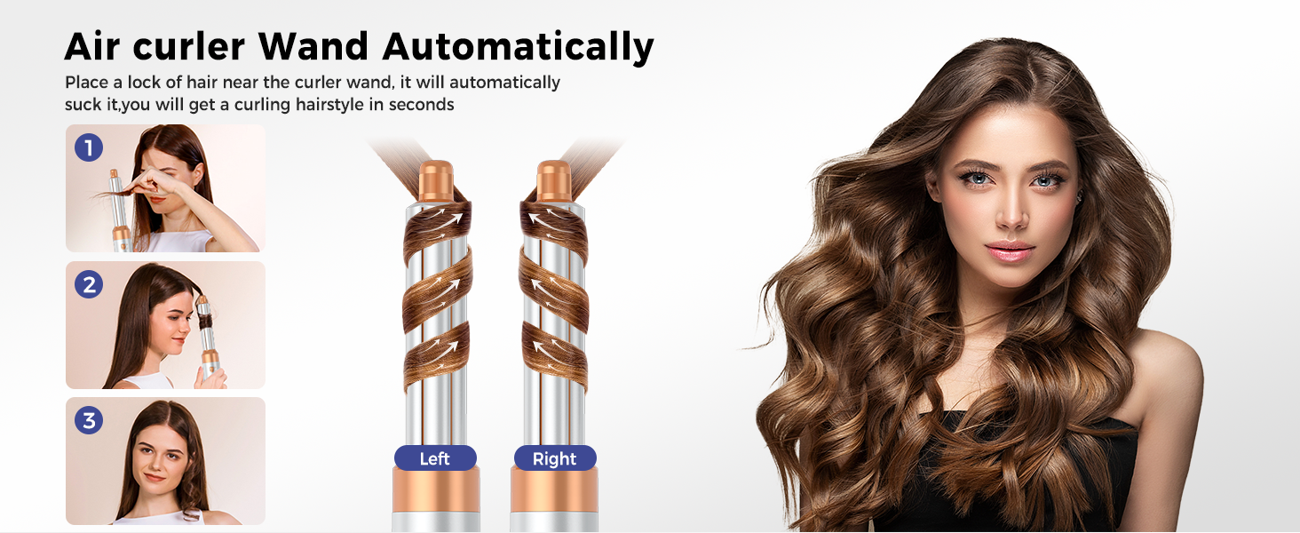 Фен-щітка 6 в 1 Airbrush Pro | Набір для укладки волосся - 1000W, круглі щітки, керлер, фен-щітка, фен, випрямляч | Для всіх типів волосся - блакитний (класичний білий)