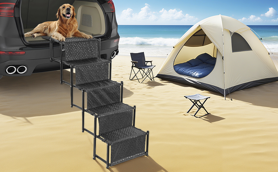 Сходинка для собак OUUTMEE: 4-ступенева, складана, з антиковзким покриттям, для маленьких та великих собак до 80 кг, підходить для авто та SUV