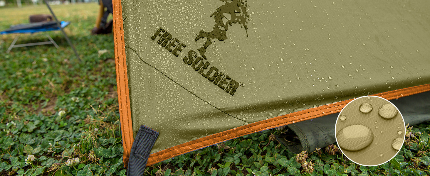 Тент FREE SOLDIER 3x3,2 м: водонепроникний, ультралегкий, з UV захистом, камуфляж. Ідеально для кемпінгу, піших прогулянок та активного відпочинку
