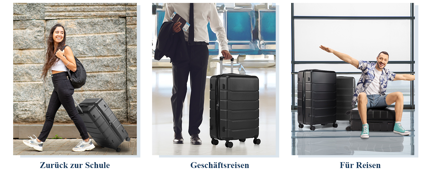 Набір валіз у жорсткому корпусі Dumos 3tlg. Hartschalenkofferset, чорний колір, з замком, телескопічна ручка