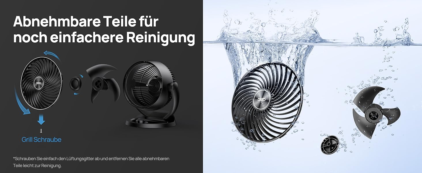 Настільний вентилятор Dreo 28dB: тиха охолода, 30 см, 3 швидкості, 21 м³/хв, кут нахилу 120°, турбо-циркуляція, чорний