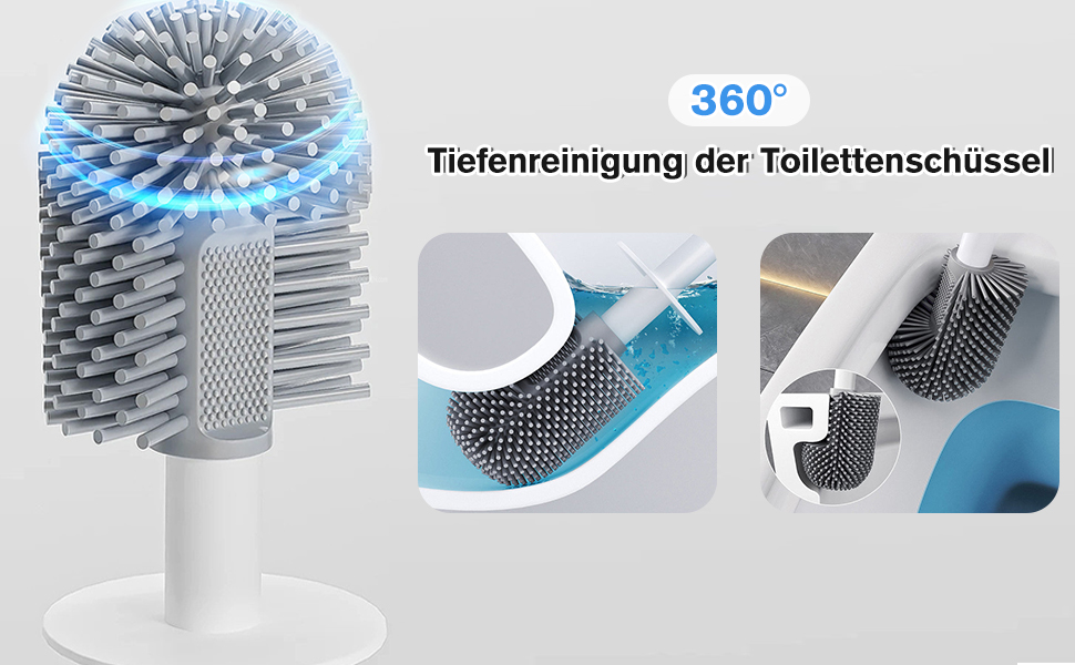 Силіконова щітка для унітазу MOPUP з тримачем, без свердління, швидковисихаюча, витокозахисна (біла)