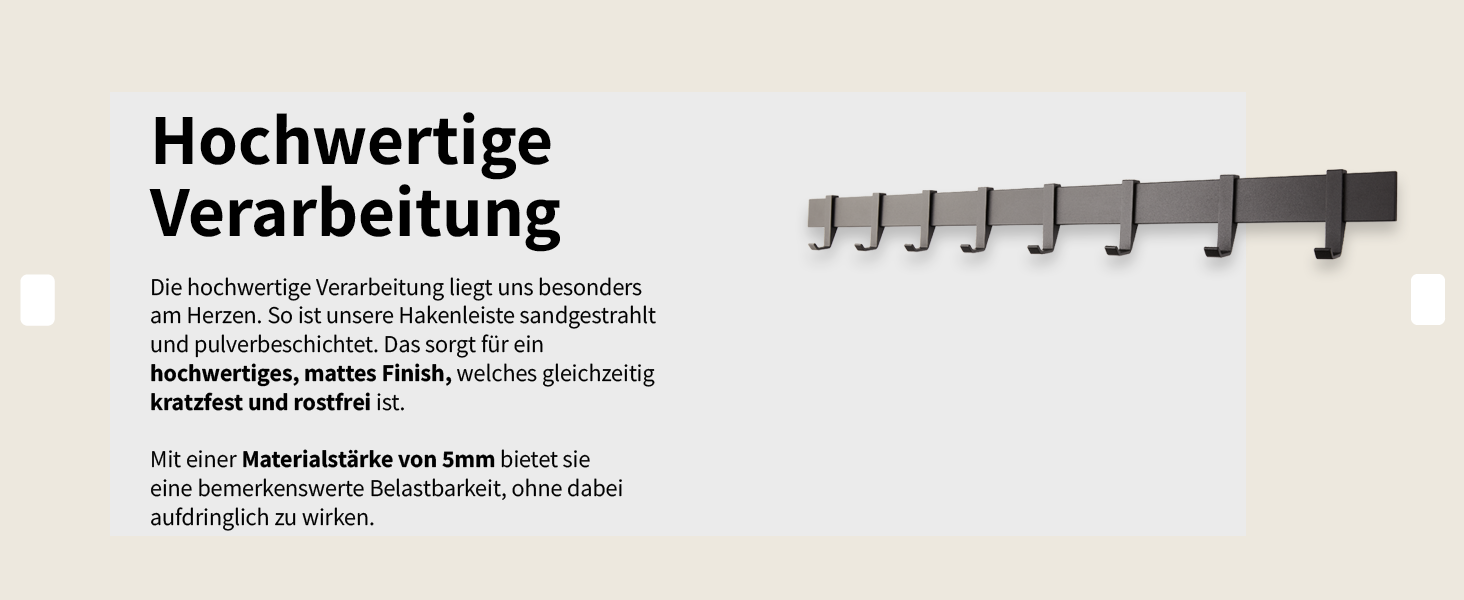 Настінна металева вішалка Designfabrik Hamburg, чорна, 80 см, з рухомими гачками, сучасний дизайн