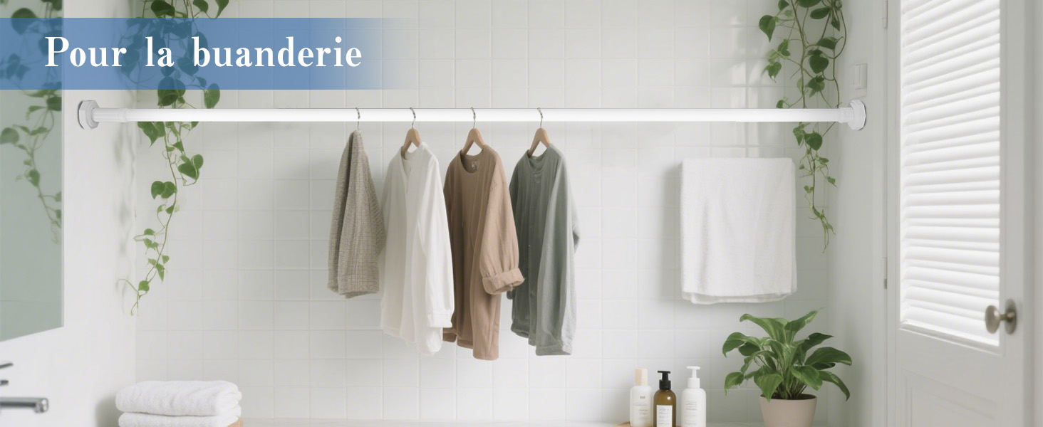 Регульована телескопічна штанга DEWEL для карнизів, душових кабін, без свердління, для штор, спальні, ванна кімната (діаметр 3см, 70-120см, білий)