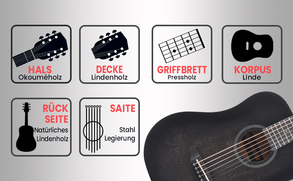 Акустична гітара Pyle для дітей та початківців, ½ розміру, з аксесуарами, чорна матова, 86 см