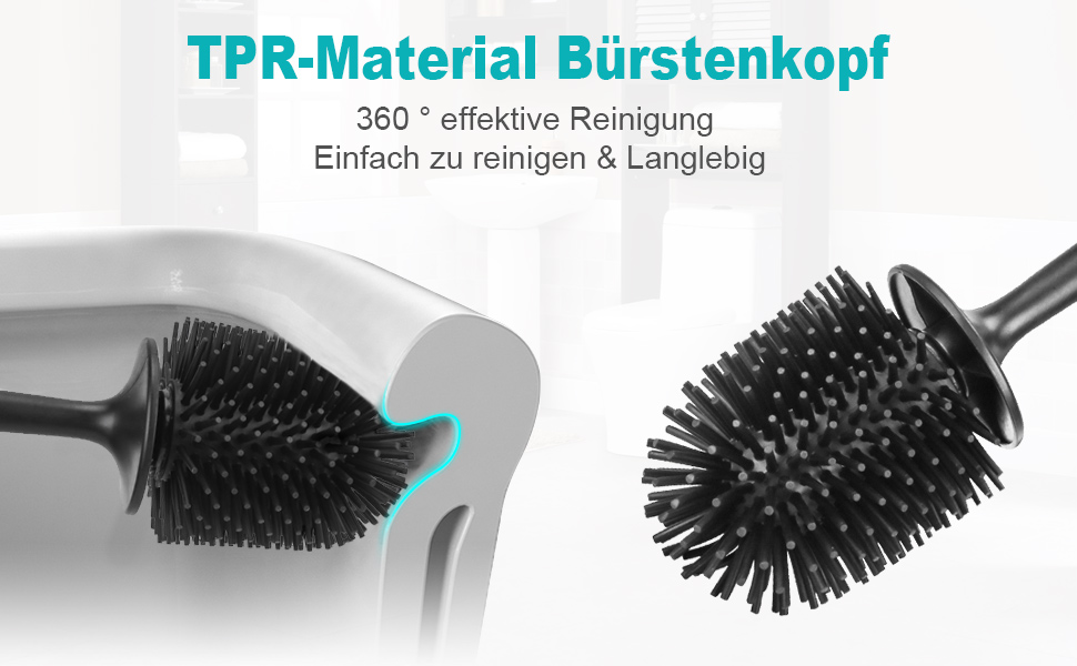 Набір для туалету: щітка з тримачем, силіконова щітка для унітазу, довга ручка, швидке висихання, настінний/підлоговий монтаж (білий та чорний)