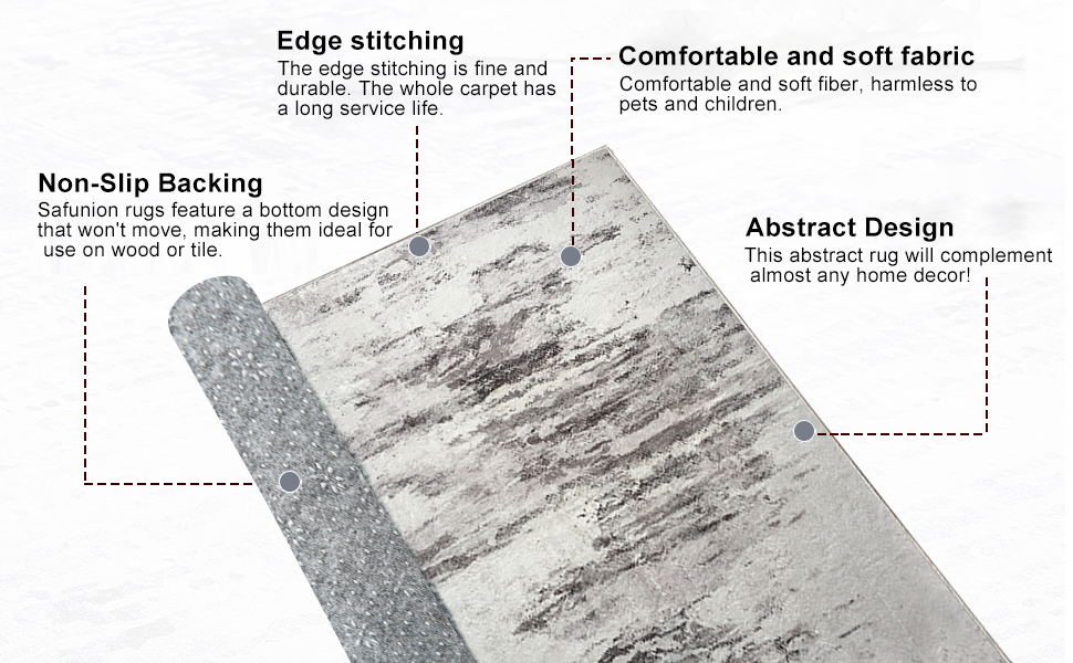 Килим Safunion для вітальні: великий сучасний абстрактний килим з коротким ворсом, м'який килим для спальні (абстрактний, слонова кістка/багатобарвний, 80 x 120 см)