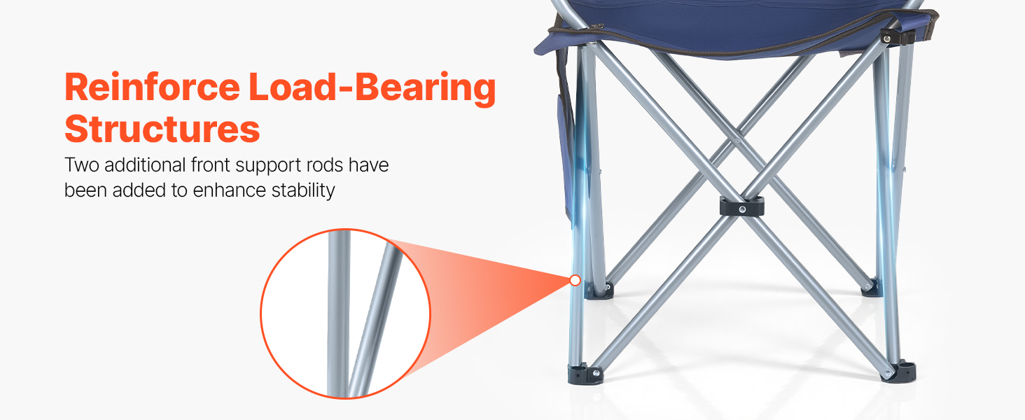 Складний стілець VEVOR для кемпінгу, риболовлі та пікніків, 150 кг, з парасолькою, підсклянниками та кишенею для журналів, темно-синій