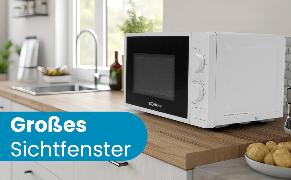 Мікрохвильова піч Bomann MW 6014 CB (Біла): 700 Вт, 20 л, 6 рівнів потужності, поворотний піднос 360°