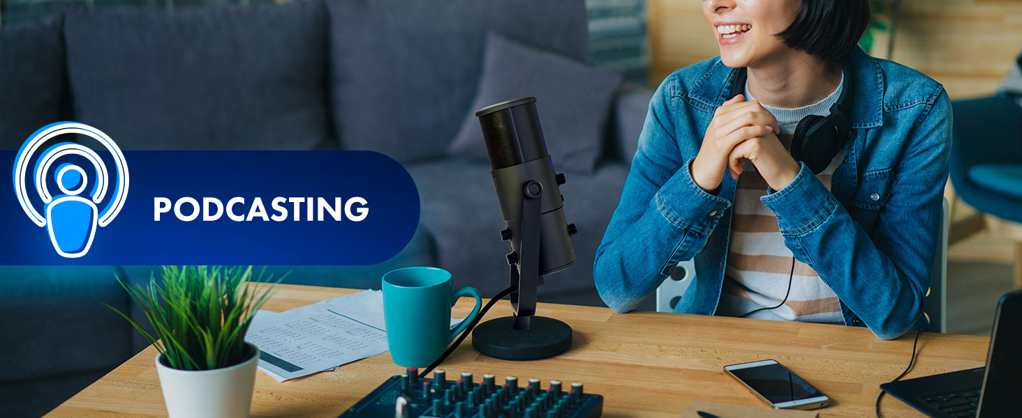 M-Audio Uber Mic - USB конденсаторний мікрофон для геймінгу, стрімінгу, подкастів та студійних записів. 4 характеристики спрямованості, кнопка вимкнення мікрофона, вихід для навушників