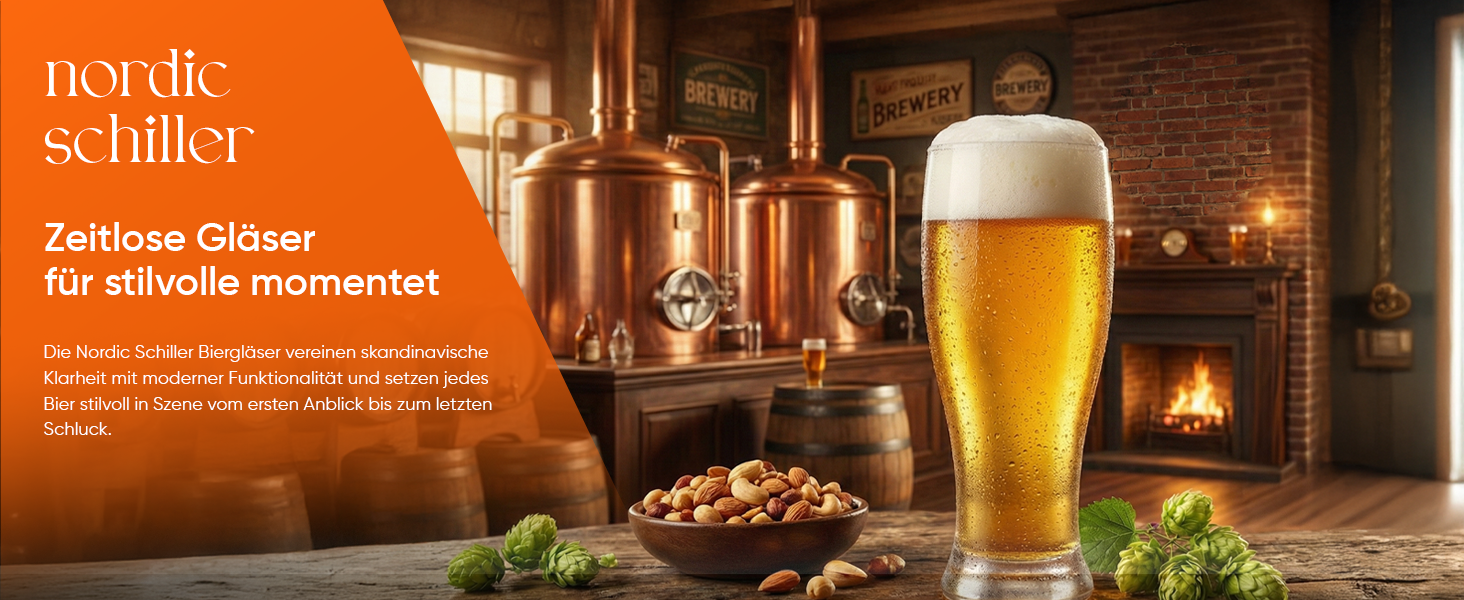 Набір пивних келихів NORDIC SCHILLER Premium Pint 6 шт, 570 мл, без свинцю, для пшеничного пива, Pilsner