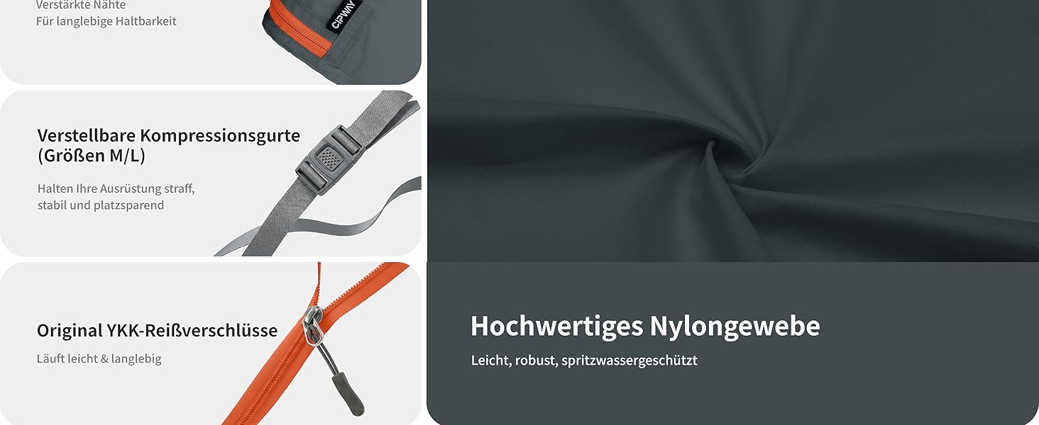 Органайзер для валізи Cipway, 5 частин: кубики для одягу, нейлон, сірий. Підходить для ручної поклажі