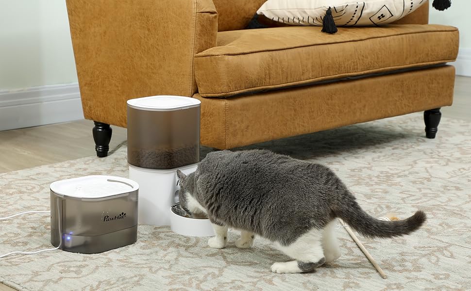 Автоматичний годівниця та фонтанчик для котів та собак PawHut 2.5 л - білий