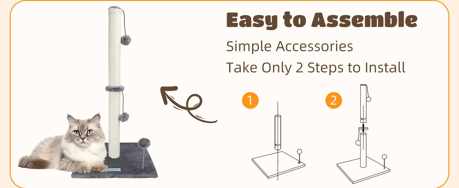 Котячий кігтетоп Nobleza, 80 см, сірий, з мотузкою та іграшкою