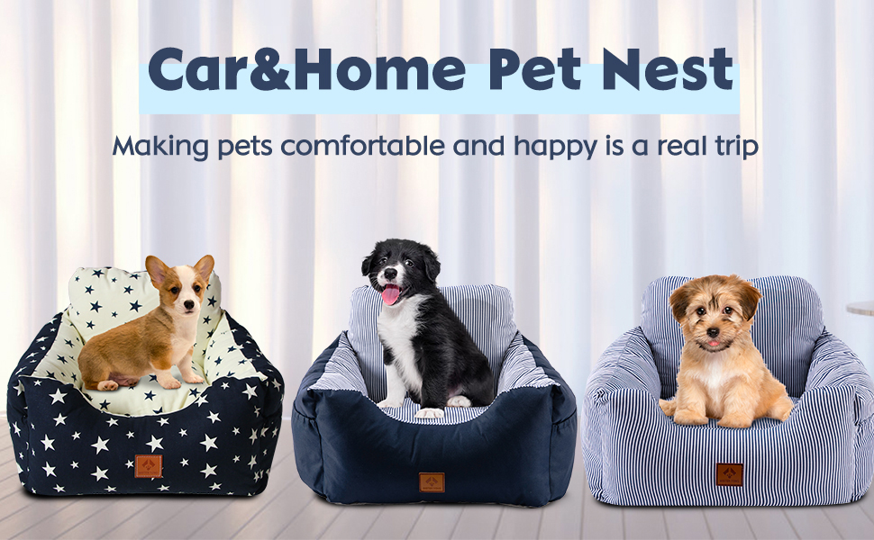 Автокрісло для собак маленьких порід, миється, стійке до плям. Зручне автокрісло для маленьких собак, безпечне, з високоякісного матеріалу та кишеню для зберігання. Супер м'яка бавовна PP, комфортне (Бежевий, Medium)