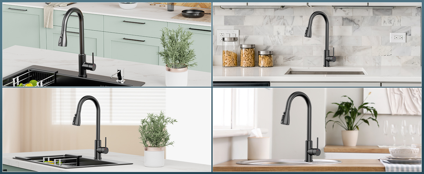 Змішувач кухонний висувний з нержавіючої сталі з 360° обертанням та 4 режимами, для кухонних мийок, з ABS-розпилювачем, підходить лише для ЄС (G3/8)