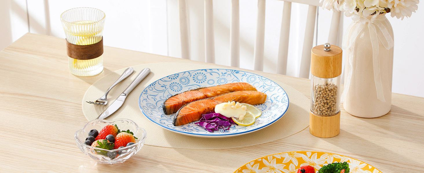 Набір посуду Vancasso Selene на 6 осіб (24 елементи) з пастелевого порцеляну, 6 тарілок, 6 десертних тарілок, 6 супових тарілок, 6 мисок, сумісний з мікрохвильовою піччю, діаметр тарілок 26 см