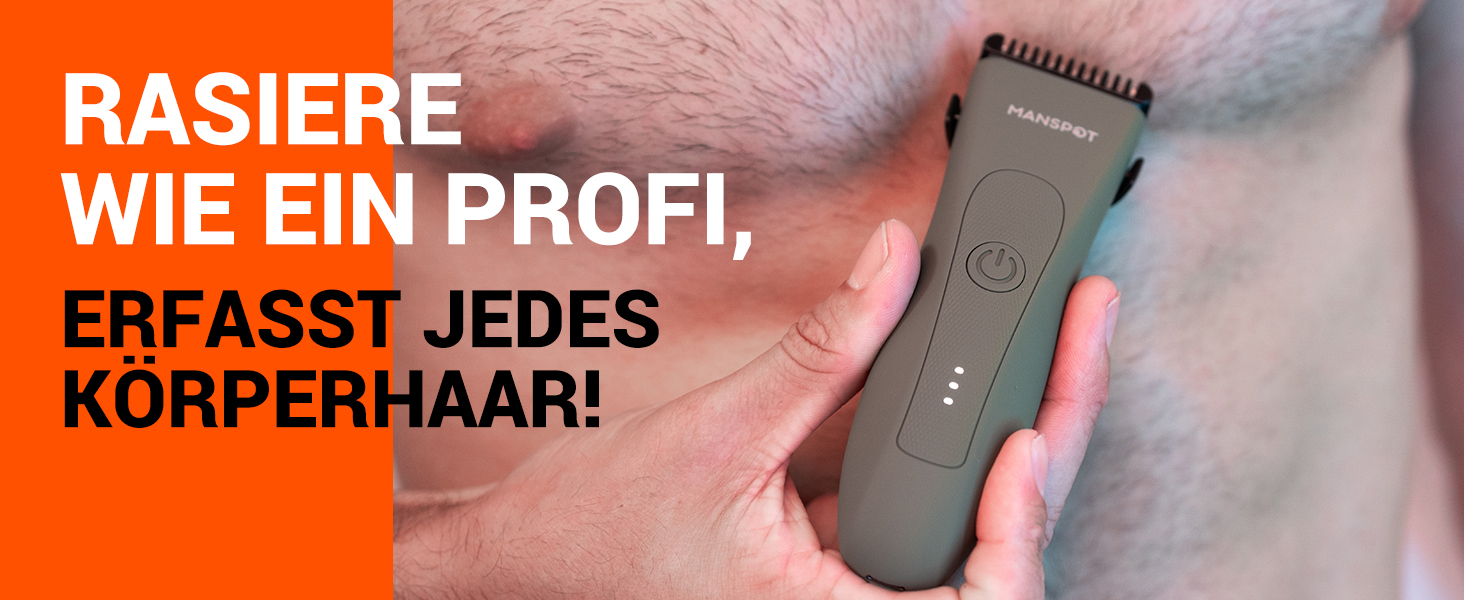 Триммер для тіла MANSPOT: чоловічий, вологостійкий, для інтимної зони, для тіла, для ніг, грудей, пахв, USB-C, для сухого та мокрого гоління