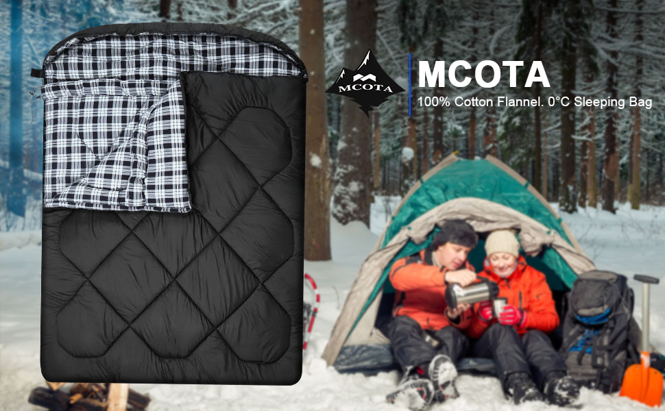Спальний мішок Mcota Winter 0°C для 2 осіб, Queen-Size, бавовна, теплий та водонепроникний, для кемпінгу, риболовлі та полювання