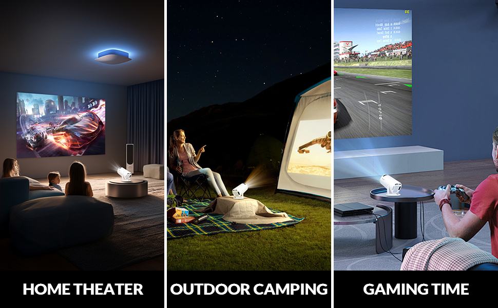 Mini проєктор Smart Beamer: 4K, Android 11, WiFi 6, Bluetooth 5.0, 180° обертання, для Android/iPhone/PC/Mac/Switch (білий)